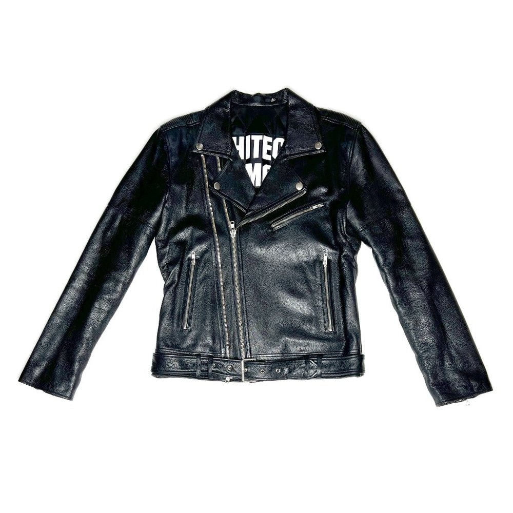 BLK DNM Men's Black Leather Motorcycle Jacket - Size: L "New With Tags"